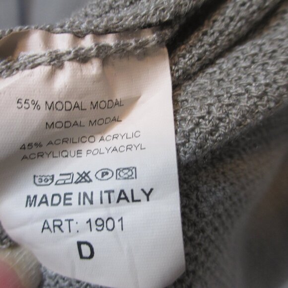 Gigi Moda Knit Cardigan Womens Large Taupe Modal 3/4 Sleeve Italy Minimalist - Picture 5 of 5